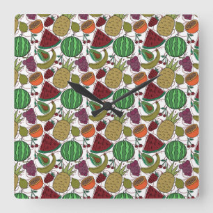 Relógio Quadrado Fruit seamless pattern   Fruit surface pattern 25