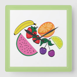 Relógio Quadrado Fruta Colorida Verão, Legal, divertida