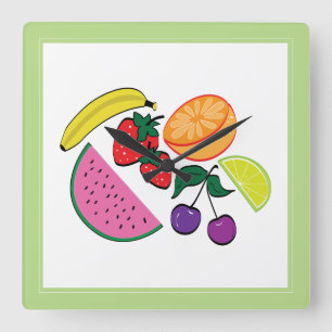 Relógio Quadrado Fruta Colorida Verão, Legal, divertido