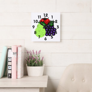 Relógio Quadrado Fruta Wall Clock