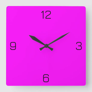 Relógio Quadrado Fuchsia / Quente Rosa FF00FF - Opção para Adiciona