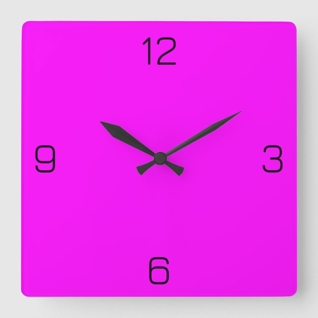 Relógio Quadrado Fuchsia / Quente Rosa FF00FF - Opção para Adiciona (Frente)