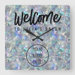 Relógio Quadrado Fundo da Pedra Óptica Holográfica