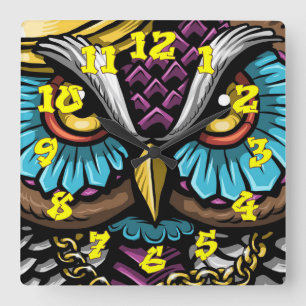 Relógio Quadrado Fundo do grafite com Números do Grafite-12