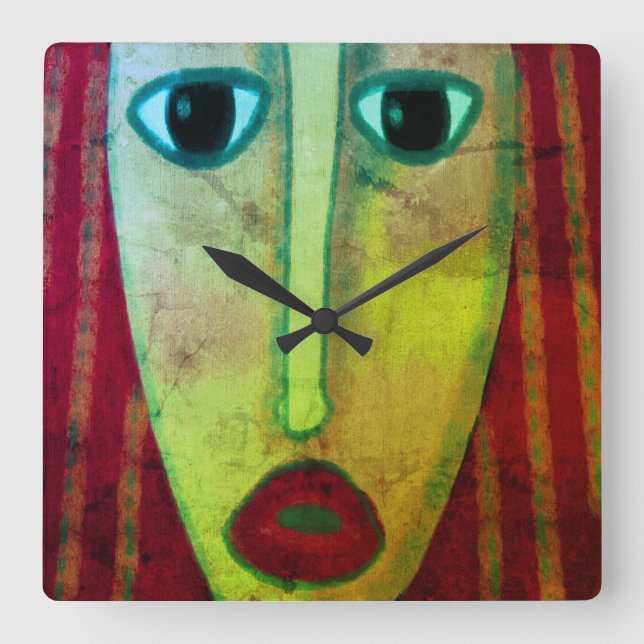 Relógio Quadrado Funky Abstrato Art (Frente)