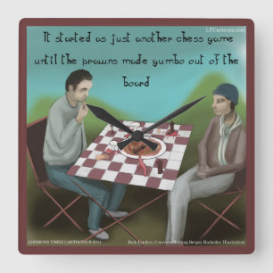 Relógio Quadrado Funny Cajun Chess Square Wall Clock