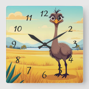 Relógio Quadrado Funny Ostrich