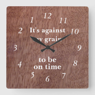 Relógio Quadrado Funny Wood Grain Back Clock Mango Personalizado