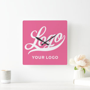 Relógio Quadrado Fusca rosa quente Logotipo comercial marca da empr