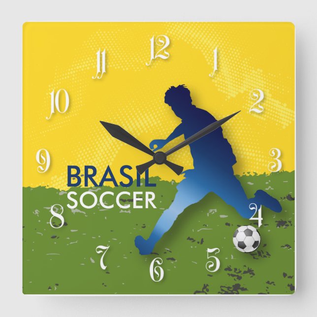 Relógio Quadrado Futebol do Brasil (Frente)