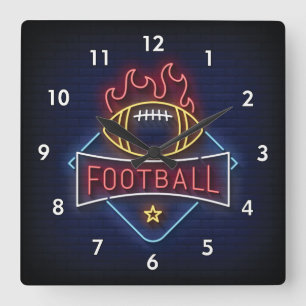 Relógio Quadrado Futebol Neon Simulado Muito Legal e Colorido