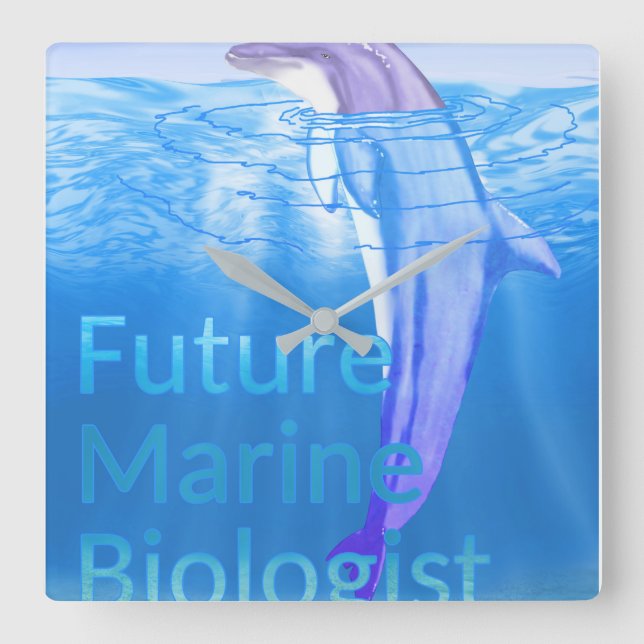 Relógio Quadrado Futuro Biólogo Marinho (Frente)