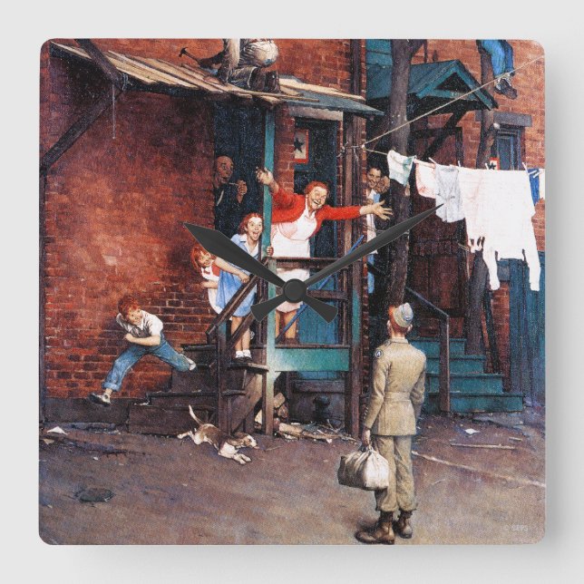 Relógio Quadrado G.I. de regresso a casa. (Frente)