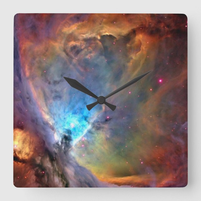 Relógio Quadrado Galáxia Espacial Orion Nebula de baixo contraste (Frente)