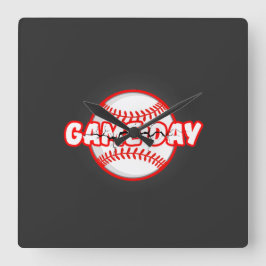 Relógio Quadrado Game Day Cracked Baseball Sports Graphic