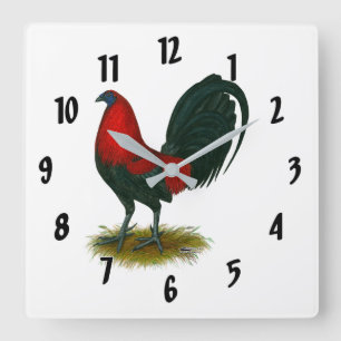 Relógio Quadrado Gamecock Americano: Vermelho castanho