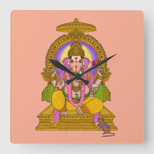 Relógio Quadrado Ganesha Wall Clock (Frente)