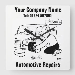 Relógio Quadrado Garagem de Automóveis Reparadores