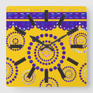 Relógio Quadrado Garland ARTdeco violet blue + sua cor de fundo