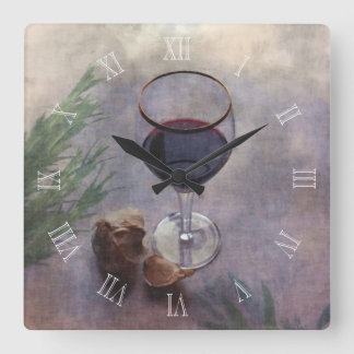Relógio Quadrado Garlic wine and herbs clock