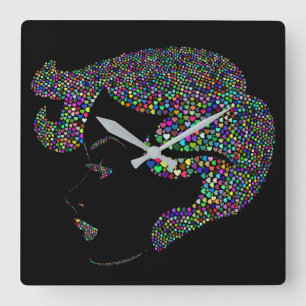 Relógio Quadrado Garota com coração