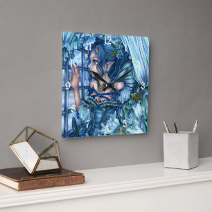 Relógio Quadrado Garota da Fada de Frost Vista de um Pão de inverno