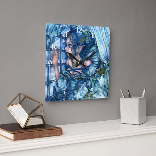 Relógio Quadrado Garota da Fada de Frost Vista de um Pão de inverno (Escritório)