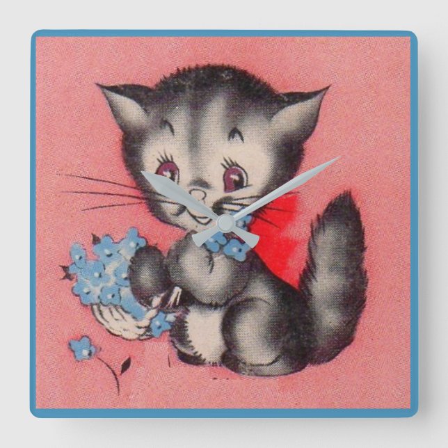 Relógio Quadrado gatinho doce (Frente)