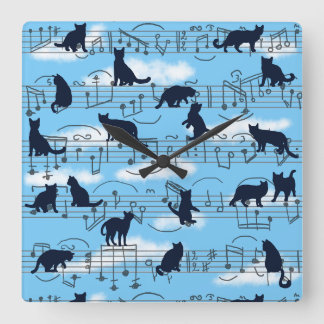 Relógio Quadrado gatinhos musicais