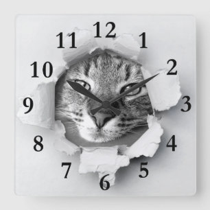 Relógio Quadrado Gato