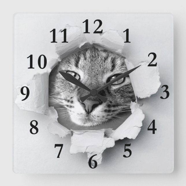 Relógio Quadrado Gato (Frente)
