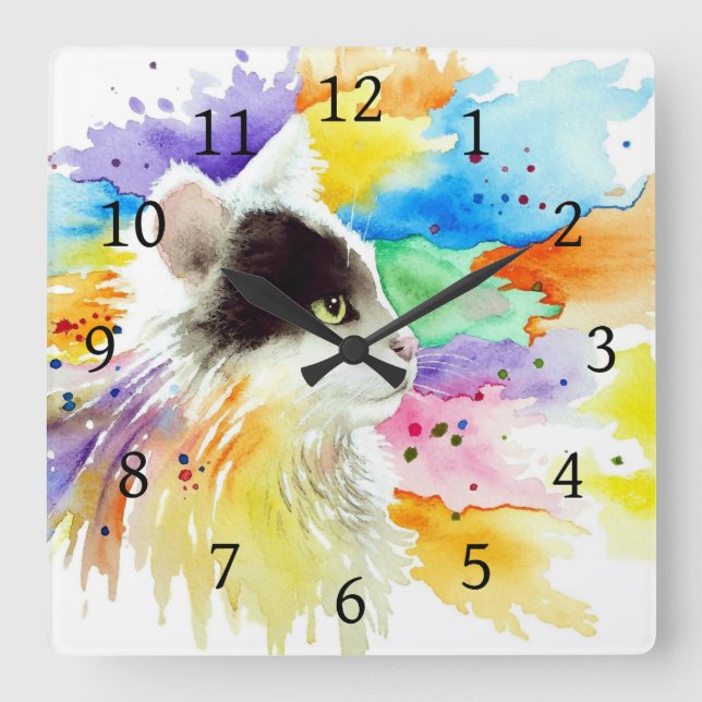 Relógio Quadrado Gato 605 (Frente)