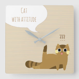 Relógio Quadrado Gato com atitude