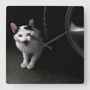 Relógio Quadrado Gato com bigode