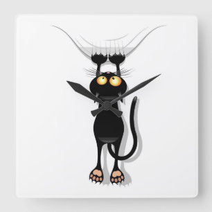 Relógio Quadrado Gato de suspensão