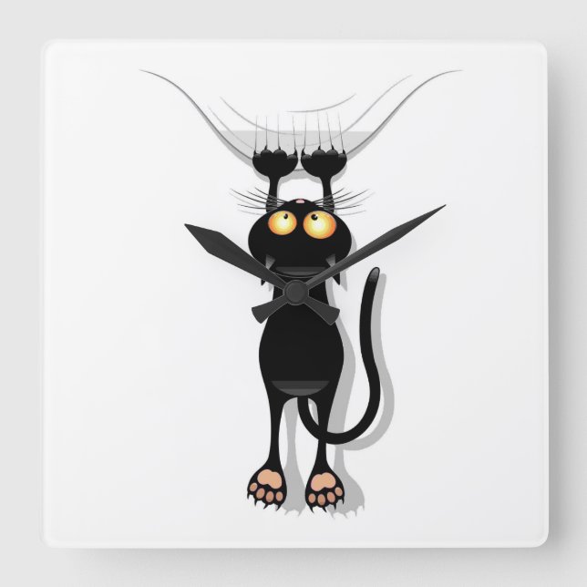 Relógio Quadrado Gato de suspensão (Frente)