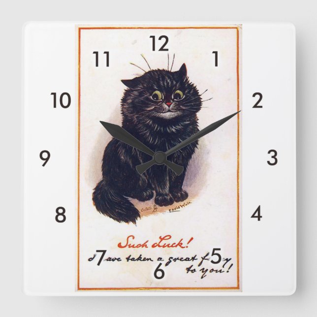 Relógio Quadrado Gato negro, Louis Wain (Frente)
