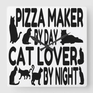 Relógio Quadrado Gato Pizza Pizza De Pizza