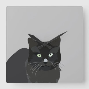 Relógio Quadrado Gato Preto