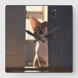 Relógio Quadrado Gato sorrateiro