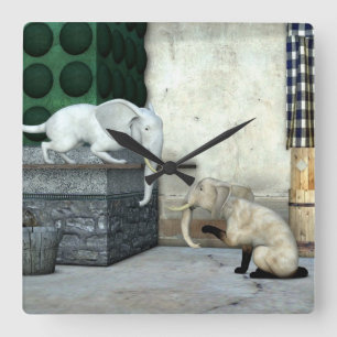 Relógio Quadrado Gatos adoráveis do elefante