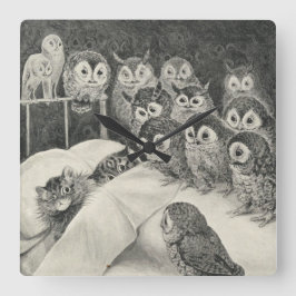 Relógio Quadrado Gatos, pesadelo. Louis Wain