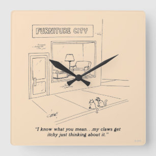 Relógio Quadrado Gatos que agarram a mobília