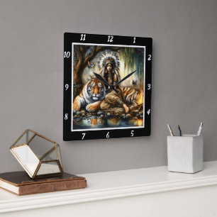 Relógio Quadrado Gaze Nativo: O Espírito do Rio Tigre