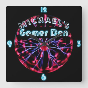 Relógio Quadrado Geek de Jogos de Bola Plasmática DEN para Jogador 