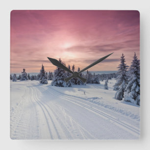 Relógio Quadrado Gelo e neve Lillehammer, Noruega
