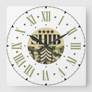 Relógio Quadrado General Roman Numeral do Exército Shib