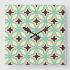 Relógio Quadrado Geometric pattern with alternating dark star shape