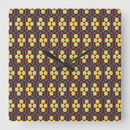 Relógio Quadrado Geometric pattern with orange and blue hexagons