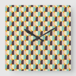 Relógio Quadrado Geometric pattern with overlapping half-circles